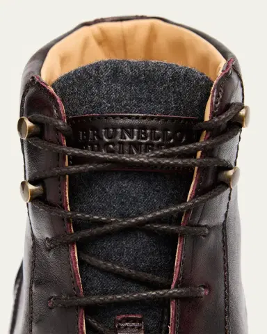 Brunello Cucinelli Men's Leather Wool-Tongue Hiking Ankle Boots | Thumbnail 5 Brunello Cucinelli Men's Leather Wool-Tongue Hiking Ankle Boots | Thumbnail 5