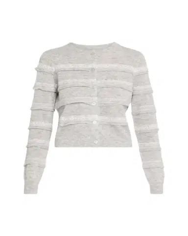 LoveShackFancy Claralise Alpaca-Blend Lace Stripe Cardigan | Thumbnail 1 LoveShackFancy Claralise Alpaca-Blend Lace Stripe Cardigan | Thumbnail 1