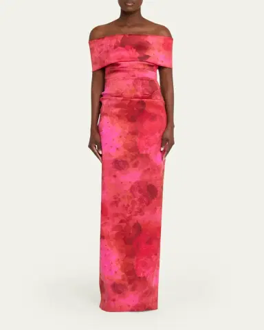 Rickie Freeman for Teri Jon Floral Stretch Mikado Off-Shoulder Gown | Thumbnail 2 Rickie Freeman for Teri Jon Floral Stretch Mikado Off-Shoulder Gown | Thumbnail 2