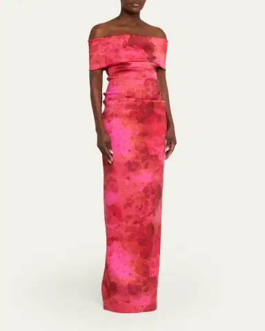Rickie Freeman for Teri Jon Floral Stretch Mikado Off-Shoulder Gown | Thumbnail 4 Rickie Freeman for Teri Jon Floral Stretch Mikado Off-Shoulder Gown | Thumbnail 4