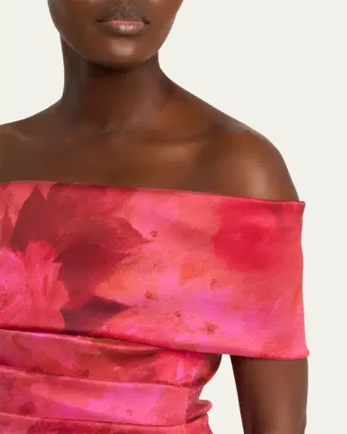Rickie Freeman for Teri Jon Floral Stretch Mikado Off-Shoulder Gown | Thumbnail 5 Rickie Freeman for Teri Jon Floral Stretch Mikado Off-Shoulder Gown | Thumbnail 5