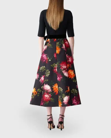 Carolina Herrera Floral Elbow-Sleeve Bow Midi Dress | Thumbnail 5 Carolina Herrera Floral Elbow-Sleeve Bow Midi Dress | Thumbnail 5