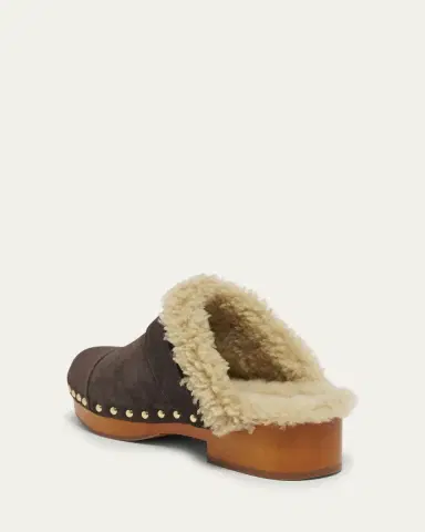 Chloé Jeanette Suede Shearling-Lined Clogs | Thumbnail 2 Chloé Jeanette Suede Shearling-Lined Clogs | Thumbnail 2