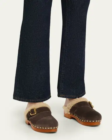 Chloé Jeanette Suede Shearling-Lined Clogs | Thumbnail 4 Chloé Jeanette Suede Shearling-Lined Clogs | Thumbnail 4