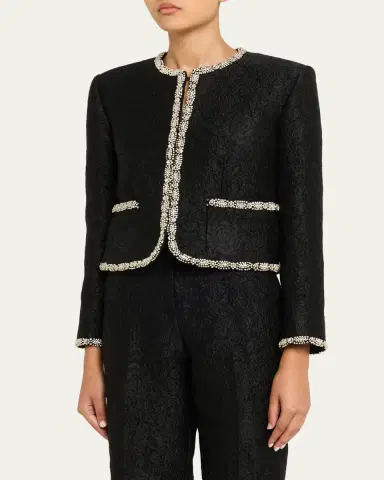 Saloni Luma Crystal Rose Brocade Jacket | Thumbnail 4 Saloni Luma Crystal Rose Brocade Jacket | Thumbnail 4