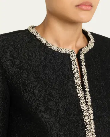 Saloni Luma Crystal Rose Brocade Jacket | Thumbnail 5 Saloni Luma Crystal Rose Brocade Jacket | Thumbnail 5