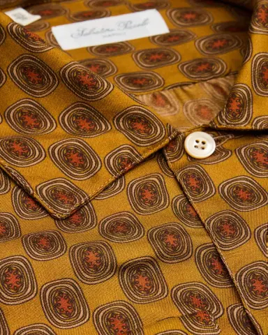 Salvatore Piccolo Men's Silk Geometric Circle-Print Dress Shirt | Thumbnail 2 Salvatore Piccolo Men's Silk Geometric Circle-Print Dress Shirt | Thumbnail 2