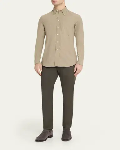 Salvatore Piccolo Men's Cotton Micro-Grid Check Button-Down Shirt | Thumbnail 2 Salvatore Piccolo Men's Cotton Micro-Grid Check Button-Down Shirt | Thumbnail 2