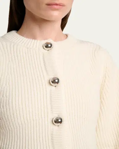 Lanvin Exaggerated-Sleeve Wool Crewneck Cardigan | Thumbnail 5 Lanvin Exaggerated-Sleeve Wool Crewneck Cardigan | Thumbnail 5
