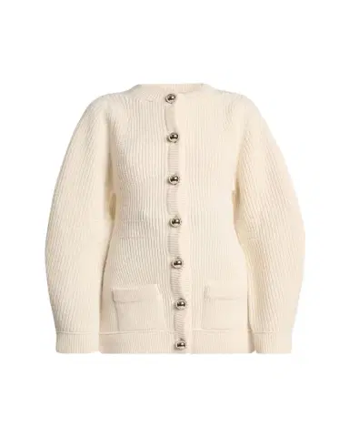Lanvin Exaggerated-Sleeve Wool Crewneck Cardigan | Thumbnail 1 Lanvin Exaggerated-Sleeve Wool Crewneck Cardigan | Thumbnail 1