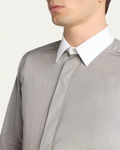 TOM FORD Men's Poplin Contrast-Trim Sport Shirt | Thumbnail 5 TOM FORD Men's Poplin Contrast-Trim Sport Shirt | Thumbnail 5