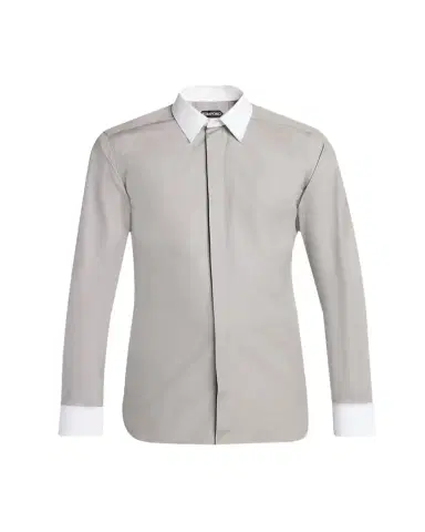 TOM FORD Men's Poplin Contrast-Trim Sport Shirt | Thumbnail 1 TOM FORD Men's Poplin Contrast-Trim Sport Shirt | Thumbnail 1