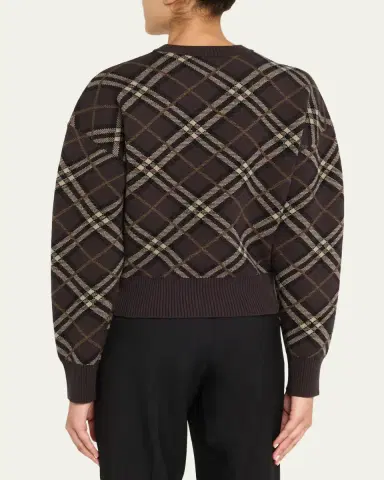 Burberry Gillian Check Wool-Cashmere Crewneck Sweater | Thumbnail 3 Burberry Gillian Check Wool-Cashmere Crewneck Sweater | Thumbnail 3