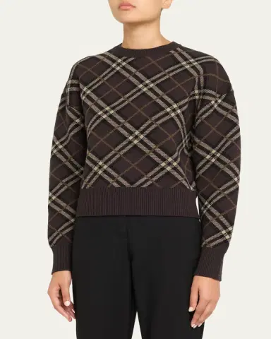 Burberry Gillian Check Wool-Cashmere Crewneck Sweater | Thumbnail 4 Burberry Gillian Check Wool-Cashmere Crewneck Sweater | Thumbnail 4