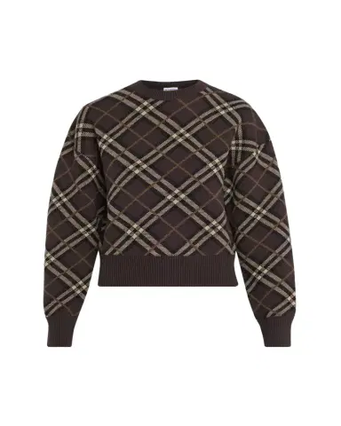 Burberry Gillian Check Wool-Cashmere Crewneck Sweater | Thumbnail 1 Burberry Gillian Check Wool-Cashmere Crewneck Sweater | Thumbnail 1