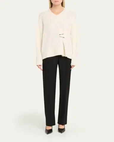 Grace Ling Claw-Embellished Cashmere V-Neck Sweater | Thumbnail 2 Grace Ling Claw-Embellished Cashmere V-Neck Sweater | Thumbnail 2