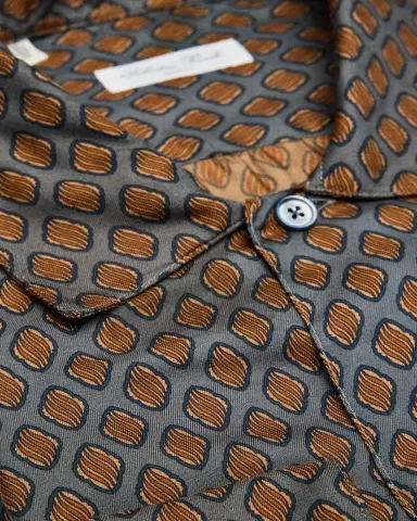 Salvatore Piccolo Men's Silk Diamond-Print Dress Shirt | Thumbnail 2 Salvatore Piccolo Men's Silk Diamond-Print Dress Shirt | Thumbnail 2