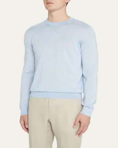 Brioni Men's Cashmere-Silk Crewneck Sweater | Thumbnail 17 Brioni Men's Cashmere-Silk Crewneck Sweater | Thumbnail 17