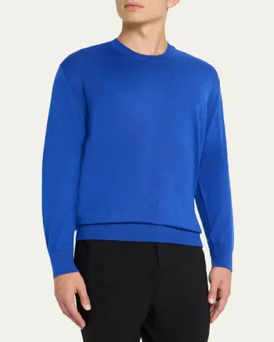 Brioni Men's Cashmere-Silk Crewneck Sweater | Thumbnail 7 Brioni Men's Cashmere-Silk Crewneck Sweater | Thumbnail 7