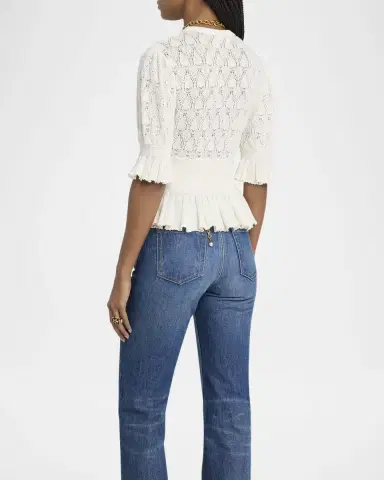 Chloé Short-Sleeve Pointelle Peplum Sweater | Thumbnail 7 Chloé Short-Sleeve Pointelle Peplum Sweater | Thumbnail 7