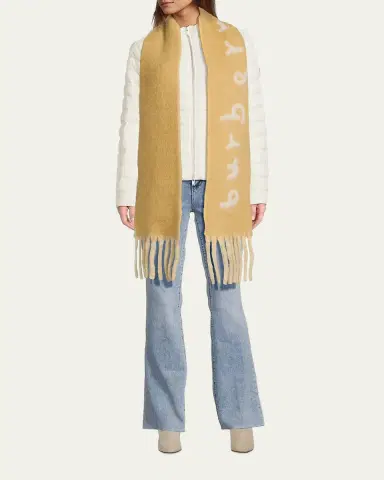 Burberry Logo Alpaca-Blend Reversible Scarf with Chunky Fringe | Thumbnail 2 Burberry Logo Alpaca-Blend Reversible Scarf with Chunky Fringe | Thumbnail 2