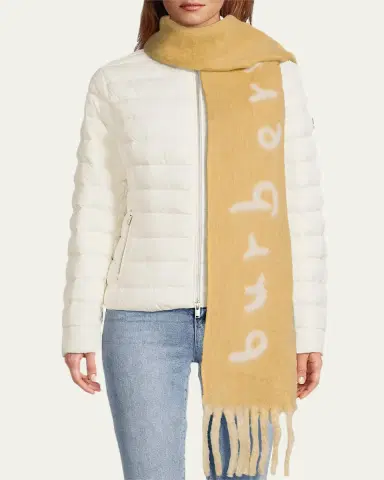 Burberry Logo Alpaca-Blend Reversible Scarf with Chunky Fringe | Thumbnail 3 Burberry Logo Alpaca-Blend Reversible Scarf with Chunky Fringe | Thumbnail 3