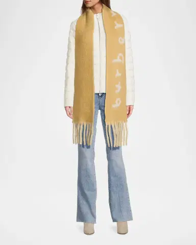 Burberry Logo Alpaca-Blend Reversible Scarf with Chunky Fringe | Thumbnail 5 Burberry Logo Alpaca-Blend Reversible Scarf with Chunky Fringe | Thumbnail 5