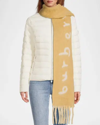 Burberry Logo Alpaca-Blend Reversible Scarf with Chunky Fringe | Thumbnail 6 Burberry Logo Alpaca-Blend Reversible Scarf with Chunky Fringe | Thumbnail 6