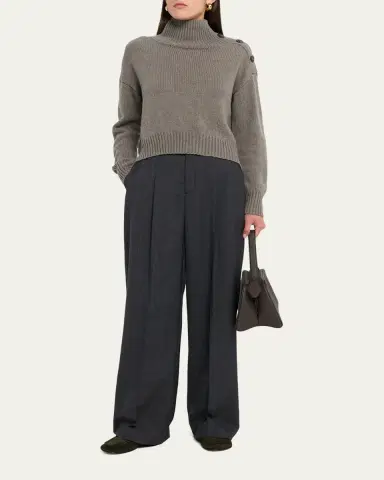 Yves Salomon Buttoned Wool-Cashmere Sweater | Thumbnail 2 Yves Salomon Buttoned Wool-Cashmere Sweater | Thumbnail 2
