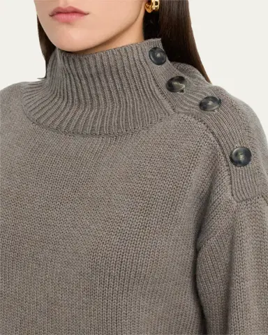 Yves Salomon Buttoned Wool-Cashmere Sweater | Thumbnail 5 Yves Salomon Buttoned Wool-Cashmere Sweater | Thumbnail 5