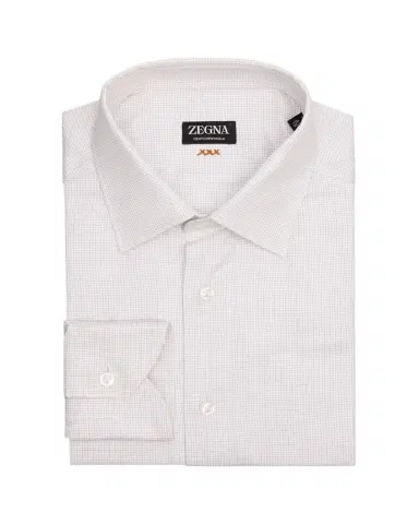 Zegna Men's Centoventimila Cotton Micro-Check Dress Shirt | Thumbnail 1 Zegna Men's Centoventimila Cotton Micro-Check Dress Shirt | Thumbnail 1
