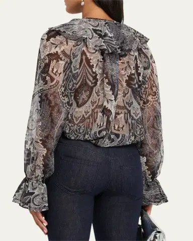 Kobi Halperin Locke Ruffle Tie-Neck Blouse | Thumbnail 3 Kobi Halperin Locke Ruffle Tie-Neck Blouse | Thumbnail 3