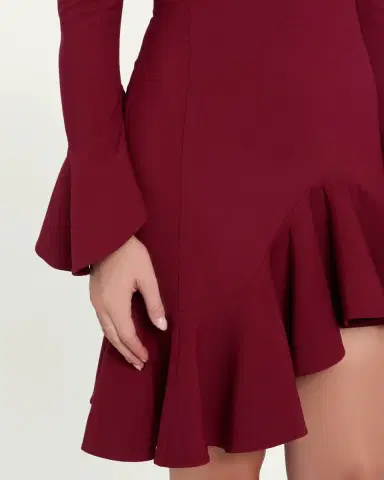 Oscar de la Renta Asymmetric Ruffle Long-Sleeve Mini Dress | Thumbnail 5 Oscar de la Renta Asymmetric Ruffle Long-Sleeve Mini Dress | Thumbnail 5