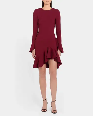 Oscar de la Renta Asymmetric Ruffle Long-Sleeve Mini Dress | Thumbnail 6 Oscar de la Renta Asymmetric Ruffle Long-Sleeve Mini Dress | Thumbnail 6
