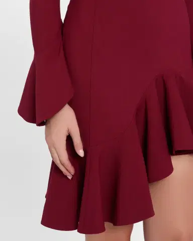 Oscar de la Renta Asymmetric Ruffle Long-Sleeve Mini Dress | Thumbnail 9 Oscar de la Renta Asymmetric Ruffle Long-Sleeve Mini Dress | Thumbnail 9