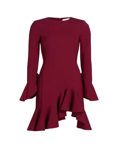 Oscar de la Renta Asymmetric Ruffle Long-Sleeve Mini Dress | Thumbnail 1 Oscar de la Renta Asymmetric Ruffle Long-Sleeve Mini Dress | Thumbnail 1