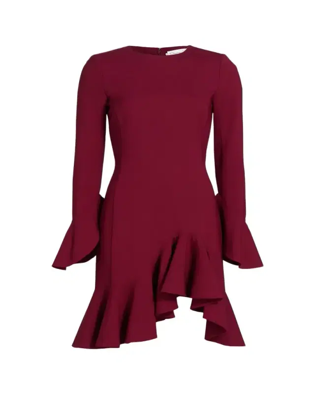 Asymmetric Ruffle Long-Sleeve Mini Dress Asymmetric Ruffle Long-Sleeve Mini Dress