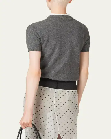 Miu Miu Cashmere Short-Sleeve Sweater | Thumbnail 3 Miu Miu Cashmere Short-Sleeve Sweater | Thumbnail 3