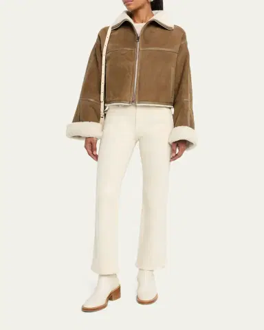 Yves Salomon Suede Merino Lambskin Cropped Jacket | Thumbnail 2 Yves Salomon Suede Merino Lambskin Cropped Jacket | Thumbnail 2
