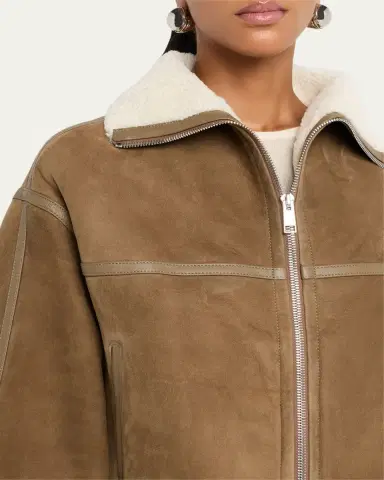 Yves Salomon Suede Merino Lambskin Cropped Jacket | Thumbnail 5 Yves Salomon Suede Merino Lambskin Cropped Jacket | Thumbnail 5