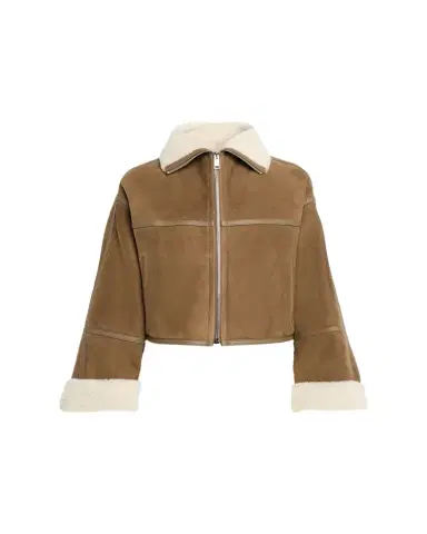 Yves Salomon Suede Merino Lambskin Cropped Jacket | Thumbnail 1 Yves Salomon Suede Merino Lambskin Cropped Jacket | Thumbnail 1