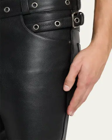 Tom Ford Men's Slim Fit Grained Leather Biker Pants | Thumbnail 5 Tom Ford Men's Slim Fit Grained Leather Biker Pants | Thumbnail 5