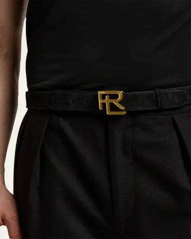 Ralph Lauren Purple Label Men's RL-Buckle Calf-Suede Belt | Thumbnail 2 Ralph Lauren Purple Label Men's RL-Buckle Calf-Suede Belt | Thumbnail 2