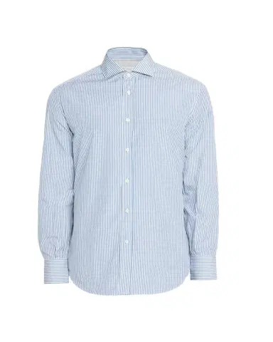 Brunello Cucinelli Men's Narrow Striped Long-Sleeve Shirt | Thumbnail 1 Brunello Cucinelli Men's Narrow Striped Long-Sleeve Shirt | Thumbnail 1