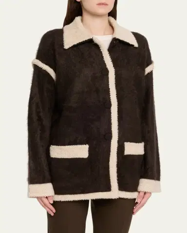 Guest in Residence Grizzly Shearling-Trim Cashmere Jacket | Thumbnail 4 Guest in Residence Grizzly Shearling-Trim Cashmere Jacket | Thumbnail 4