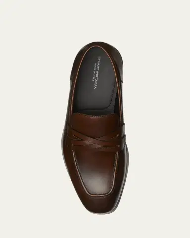 Stuart Weitzman Men's Simon Crisscross Leather Penny Loafers | Thumbnail 3 Stuart Weitzman Men's Simon Crisscross Leather Penny Loafers | Thumbnail 3