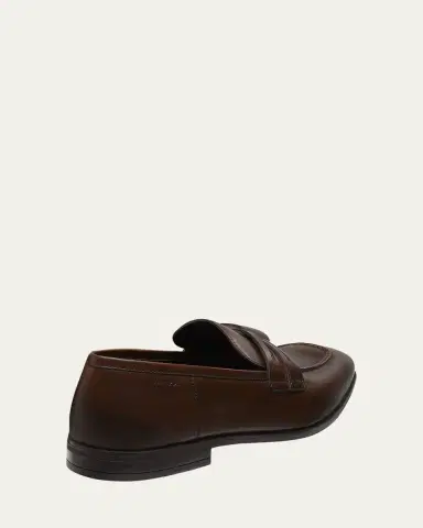Stuart Weitzman Men's Simon Crisscross Leather Penny Loafers | Thumbnail 4 Stuart Weitzman Men's Simon Crisscross Leather Penny Loafers | Thumbnail 4