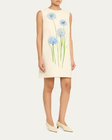 Oscar de la Renta Alliums-Print Sleeveless Mini Shift Dress | Thumbnail 4 Oscar de la Renta Alliums-Print Sleeveless Mini Shift Dress | Thumbnail 4