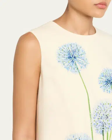 Oscar de la Renta Alliums-Print Sleeveless Mini Shift Dress | Thumbnail 5 Oscar de la Renta Alliums-Print Sleeveless Mini Shift Dress | Thumbnail 5