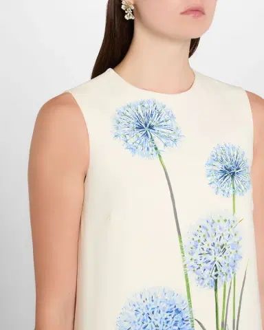 Oscar de la Renta Alliums-Print Sleeveless Mini Shift Dress | Thumbnail 9 Oscar de la Renta Alliums-Print Sleeveless Mini Shift Dress | Thumbnail 9